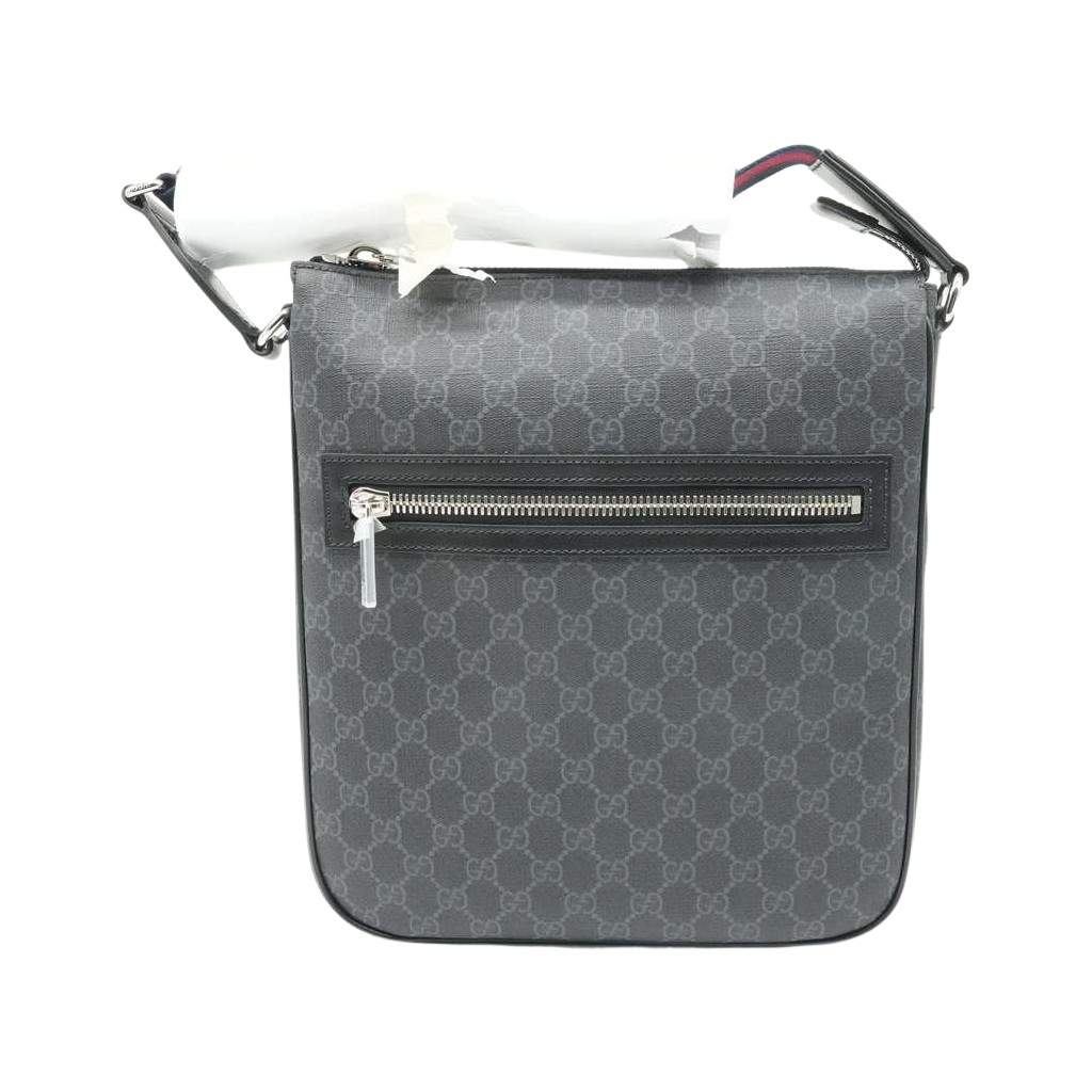 Gucci GG Black Small Messenger Bag Grey Canvas Very good - Front View