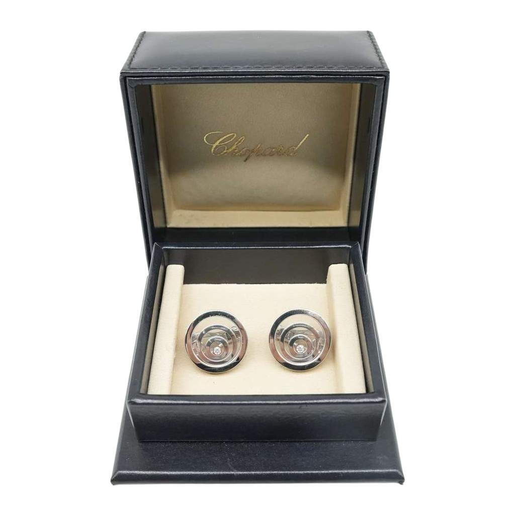 Chopard Happy Spirit with Dancing Diamond WG Earrings 36.3g Gold White Gold Good - Front View