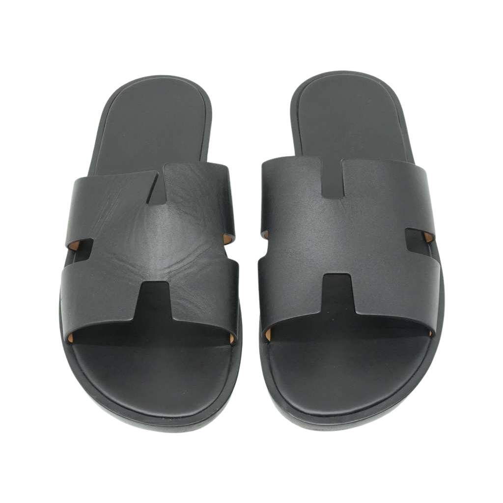 Hermès Oran Sandals Size 43 Black Black Leather Fair condition - Front View