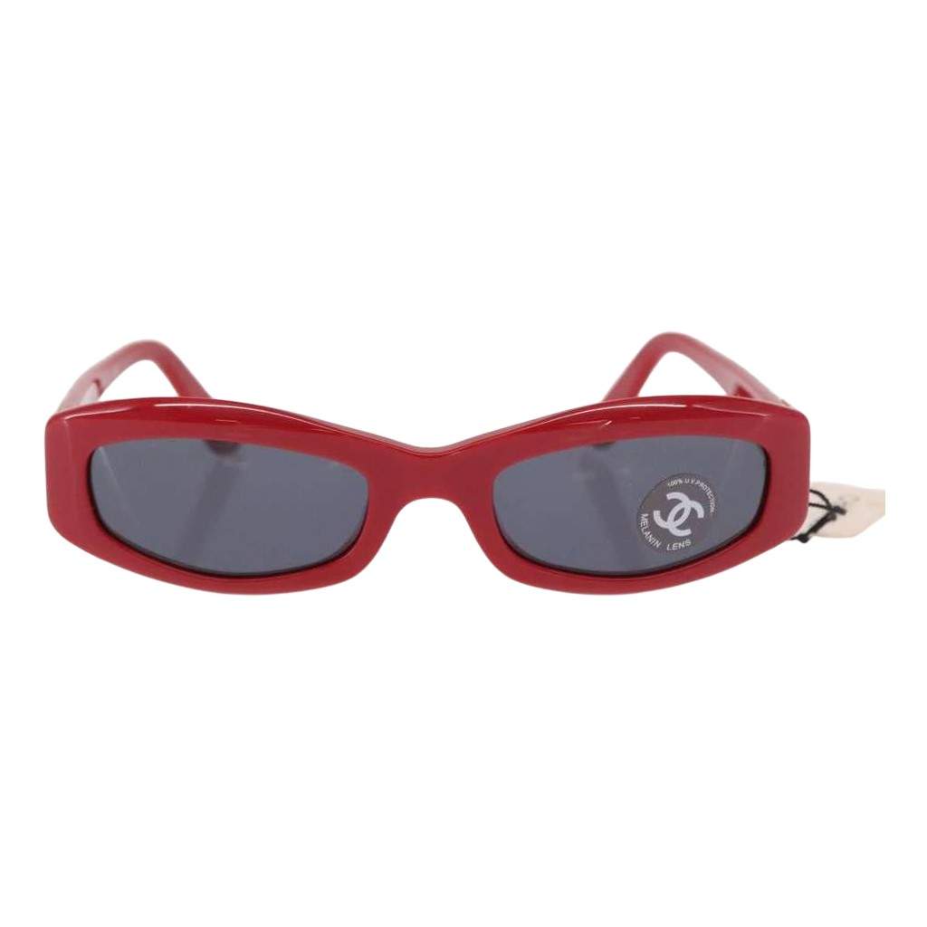 Chanel Logo CC Sunglasses Red Plastic Good condition - Front View