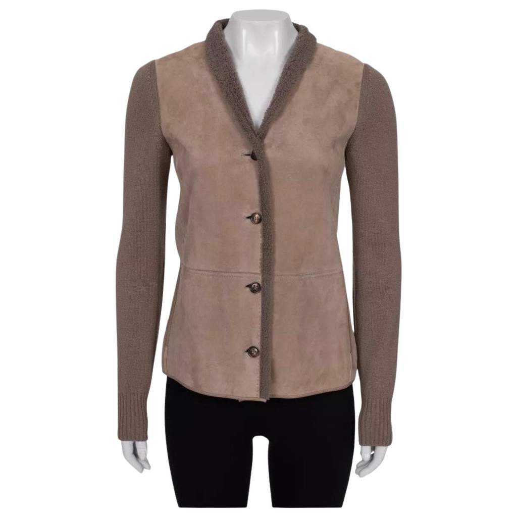 Loro Piana Luxe Lambskin Cardigan \ Brown Cotton Very good condition - Front View