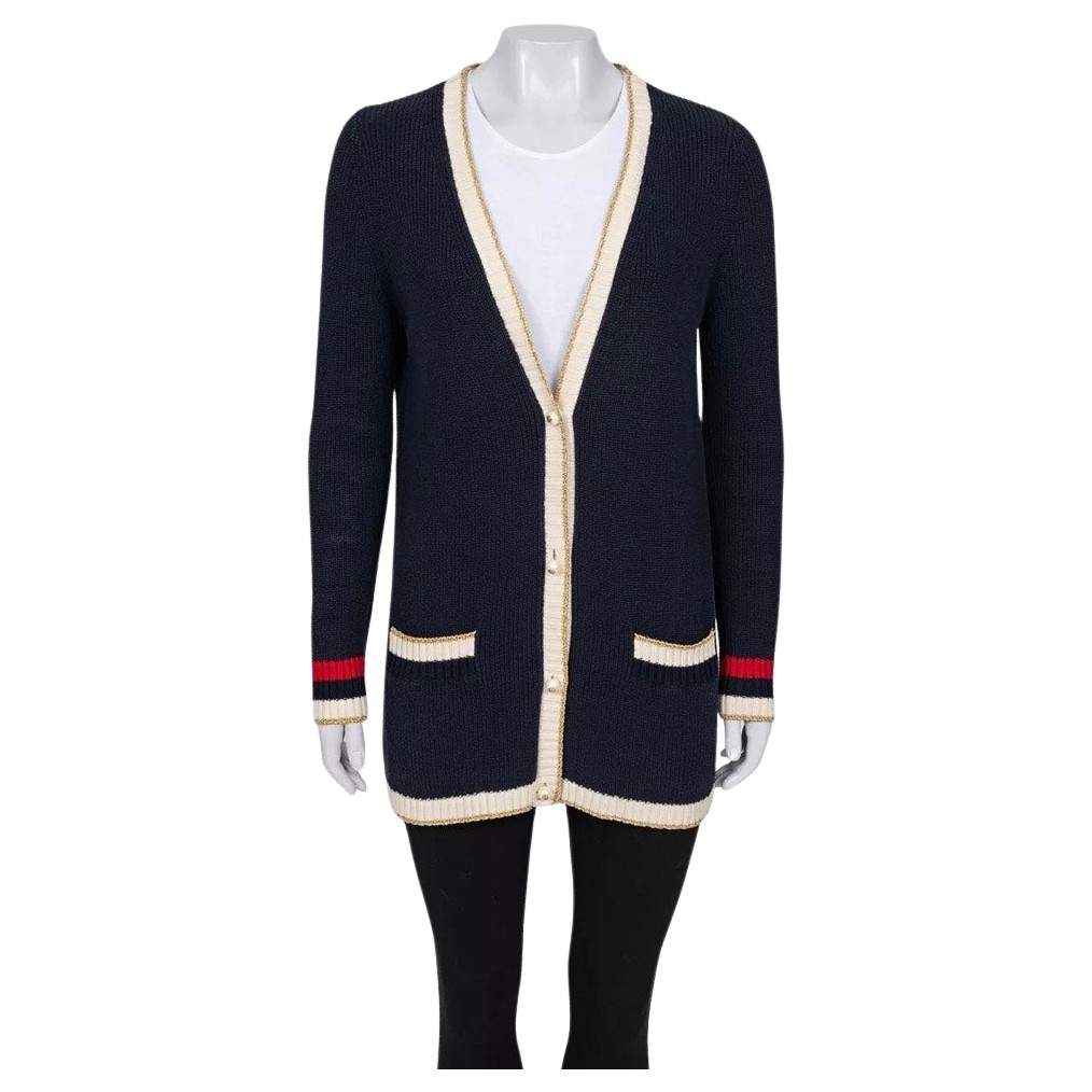Gucci Straight Embroidered Cardigan Red Cotton Very good condition - Front View