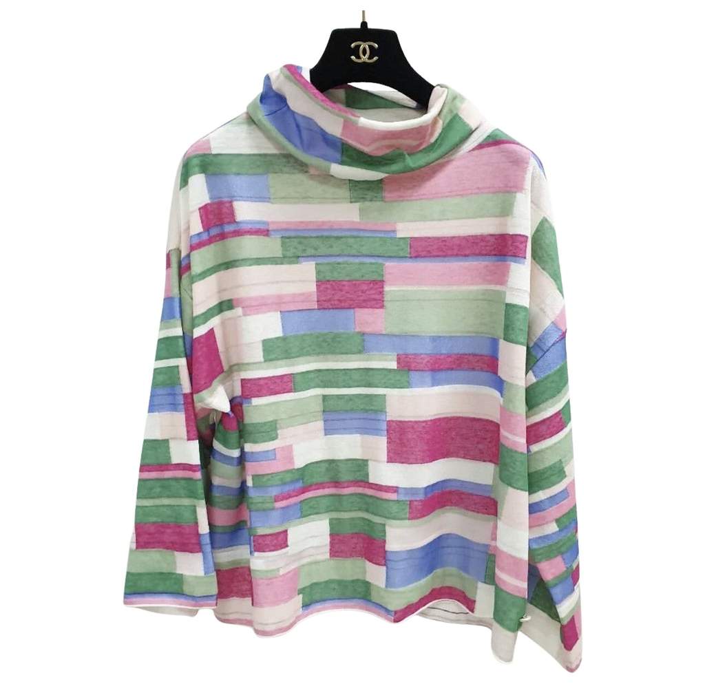 Chanel Abstract Printed Knit Turtleneck Top MultiColor Cotton Very good condition - Front View