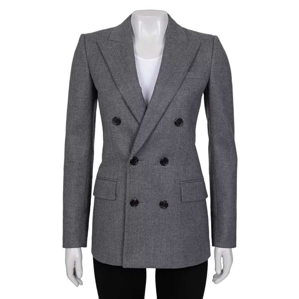 Saint Laurent NWOT Saint Laurent Grey Wool Fitted Jacket - Size S / FR36 Pre-owned Grey Wool Never worn - Front View