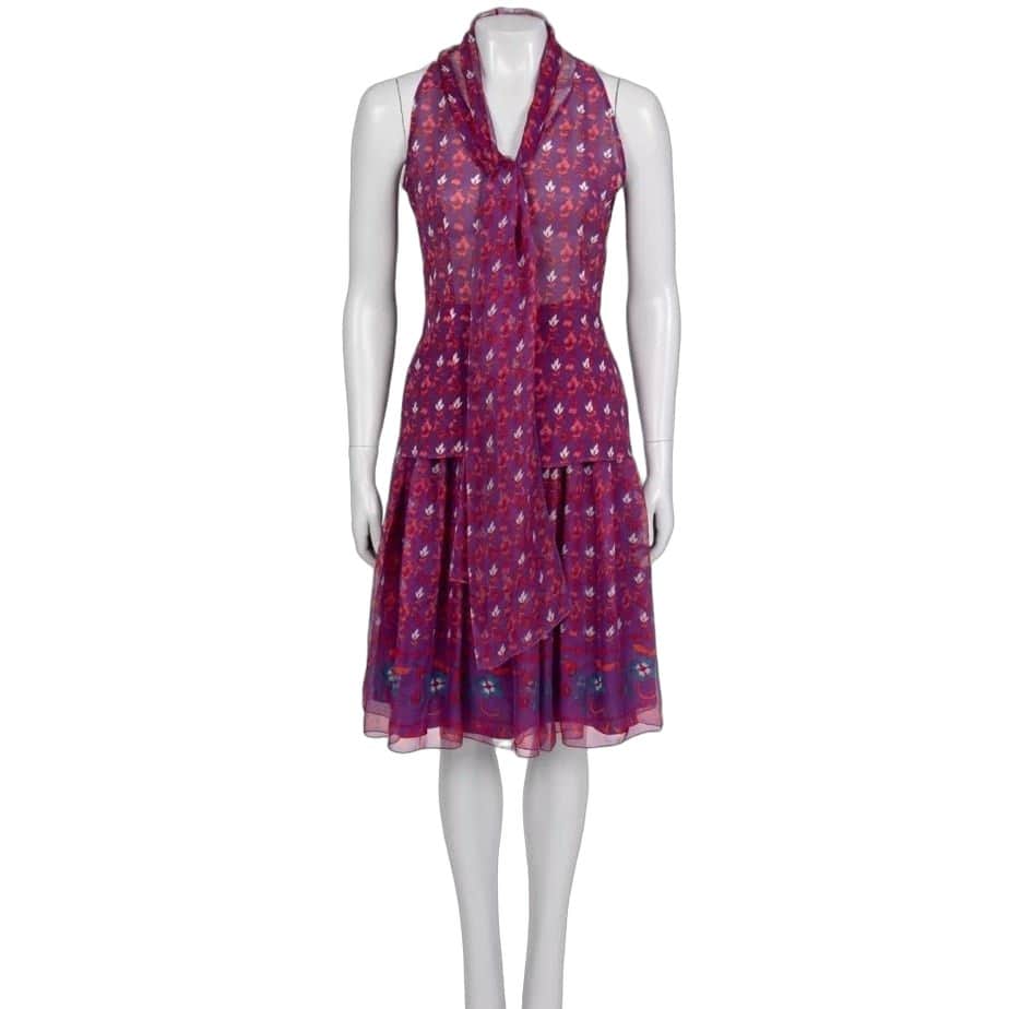 Christian Dior Christian Dior Elegant Purple Silk Suit - Size L Pre-owned Purple Silk Good - Front View