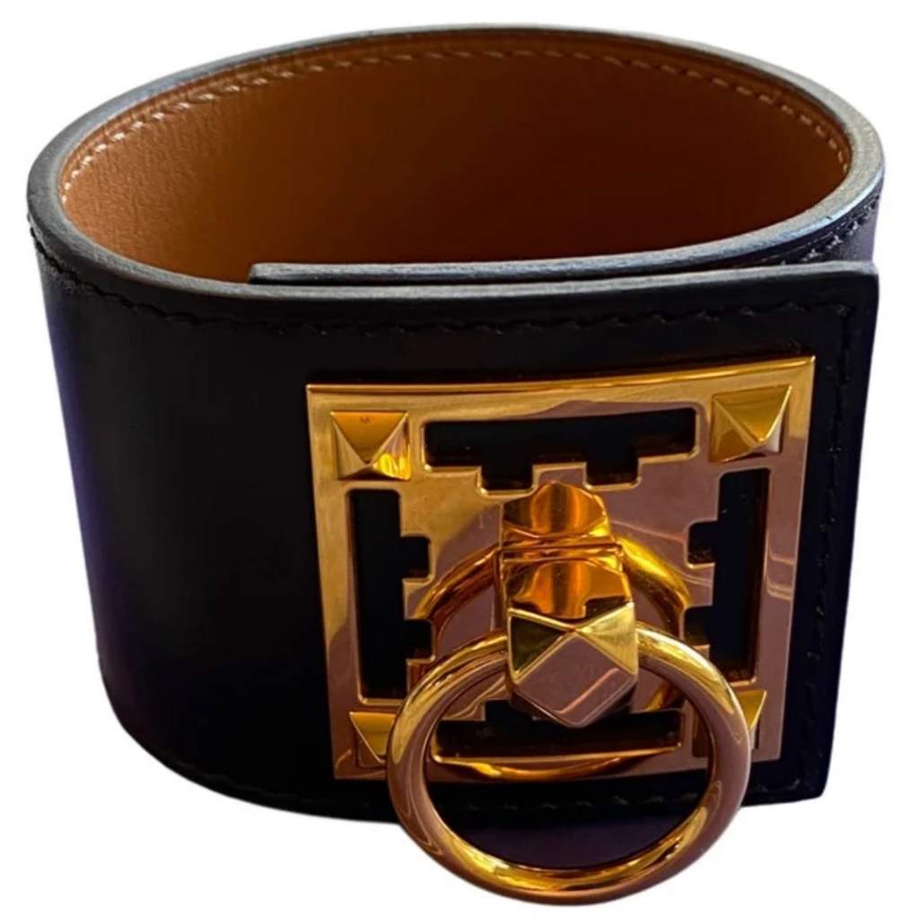 Hermès Creneau Bracelet Black Brass Good condition - Front View