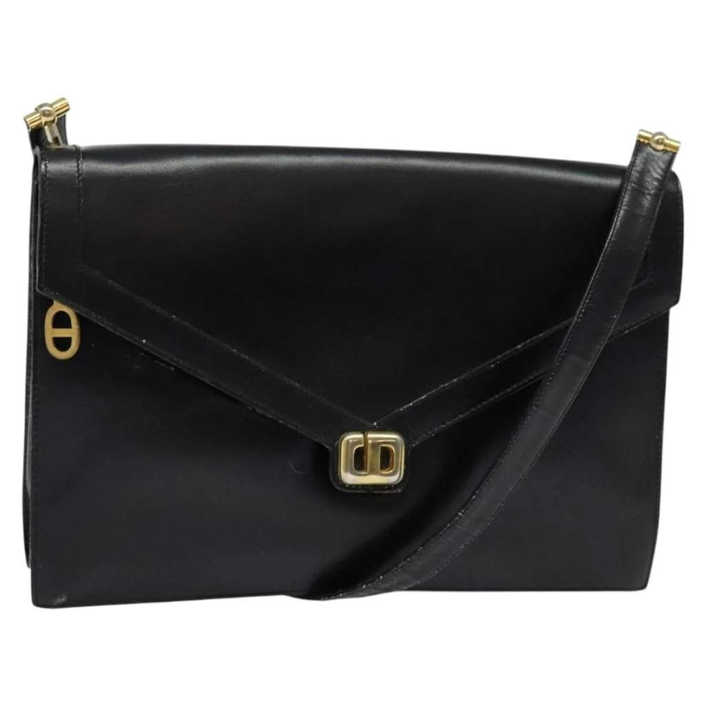 Christian Dior shoulder bag Black Leather Good condition - Front View