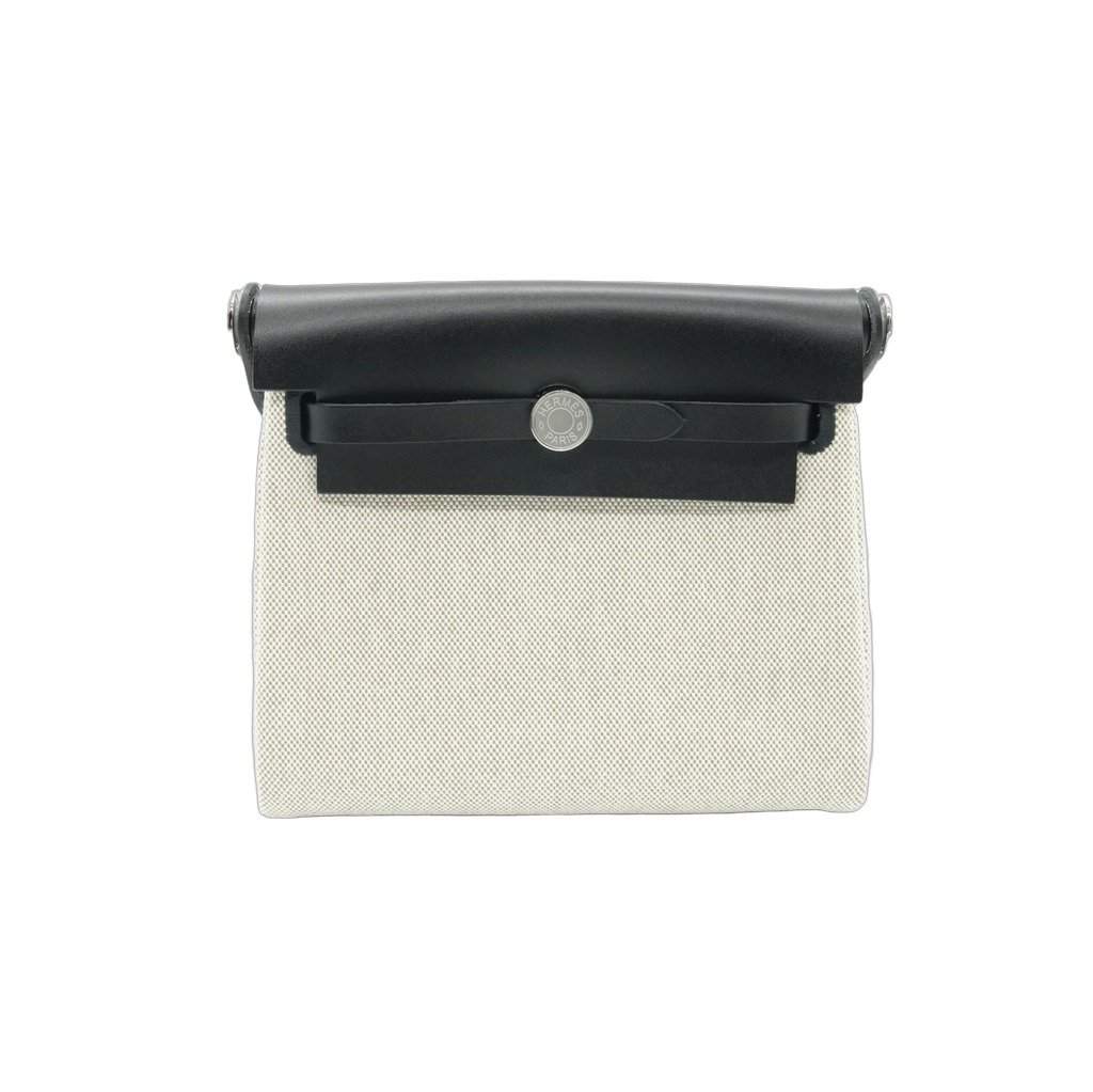 Hermès Herbag Mini 20 White/Beige Beige Leather Very good - Front View