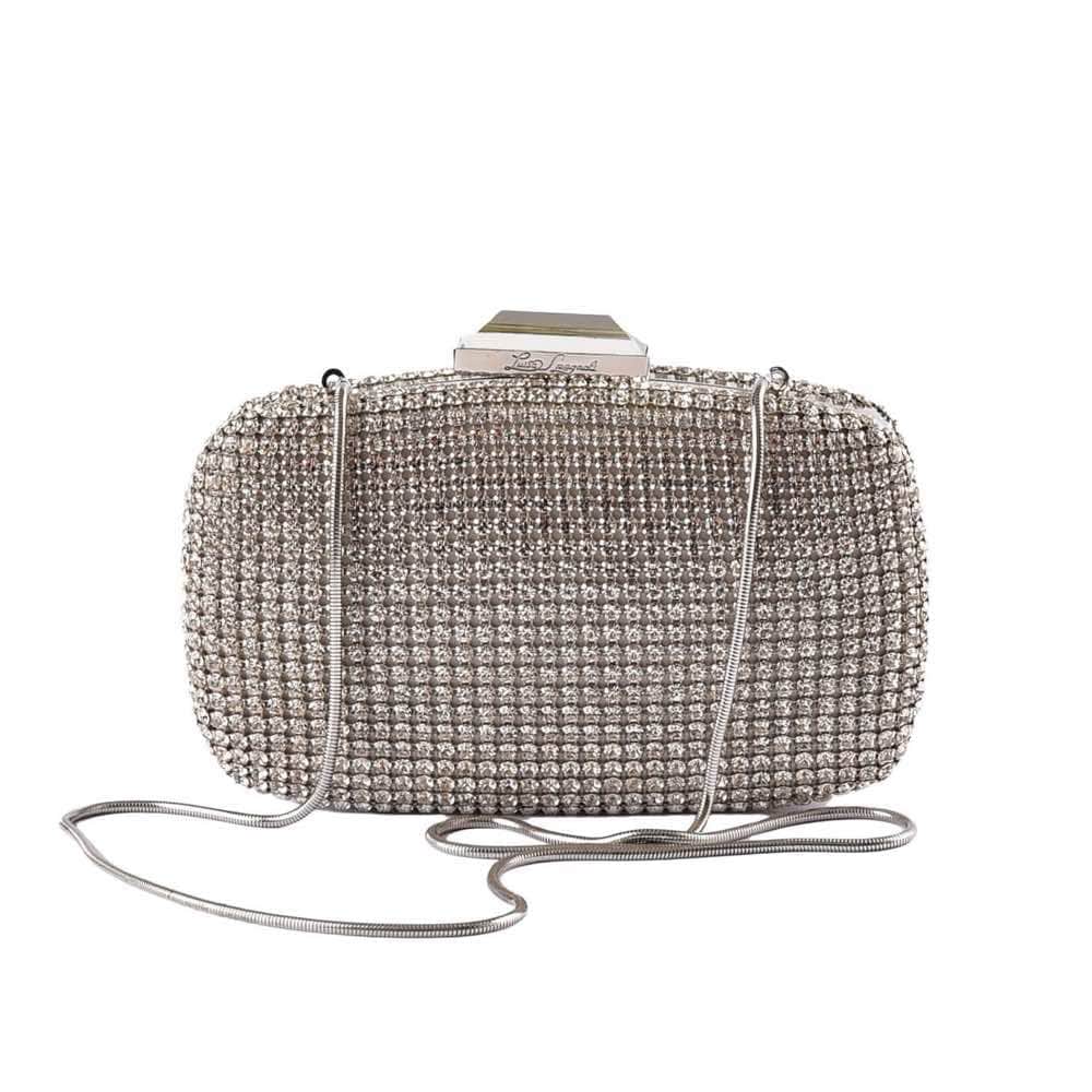 Luisa Spagnoli Knot Strass Clutch Silver Silver Very good - Front View