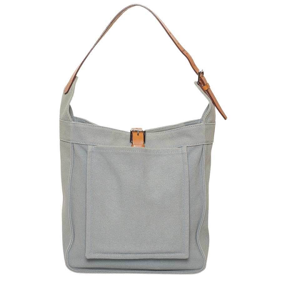 Hermès Marwari PM Silver Canvas Leather Fair condition - Front View