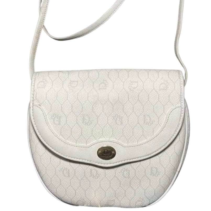 Christian Dior Sling Bag White Canvas Gold Good condition - Front View