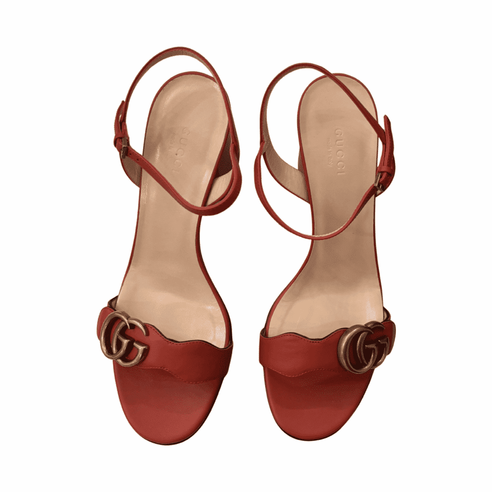 Gucci GG Marmont Heel Sandals Red Leather Never worn, with tag - Front View