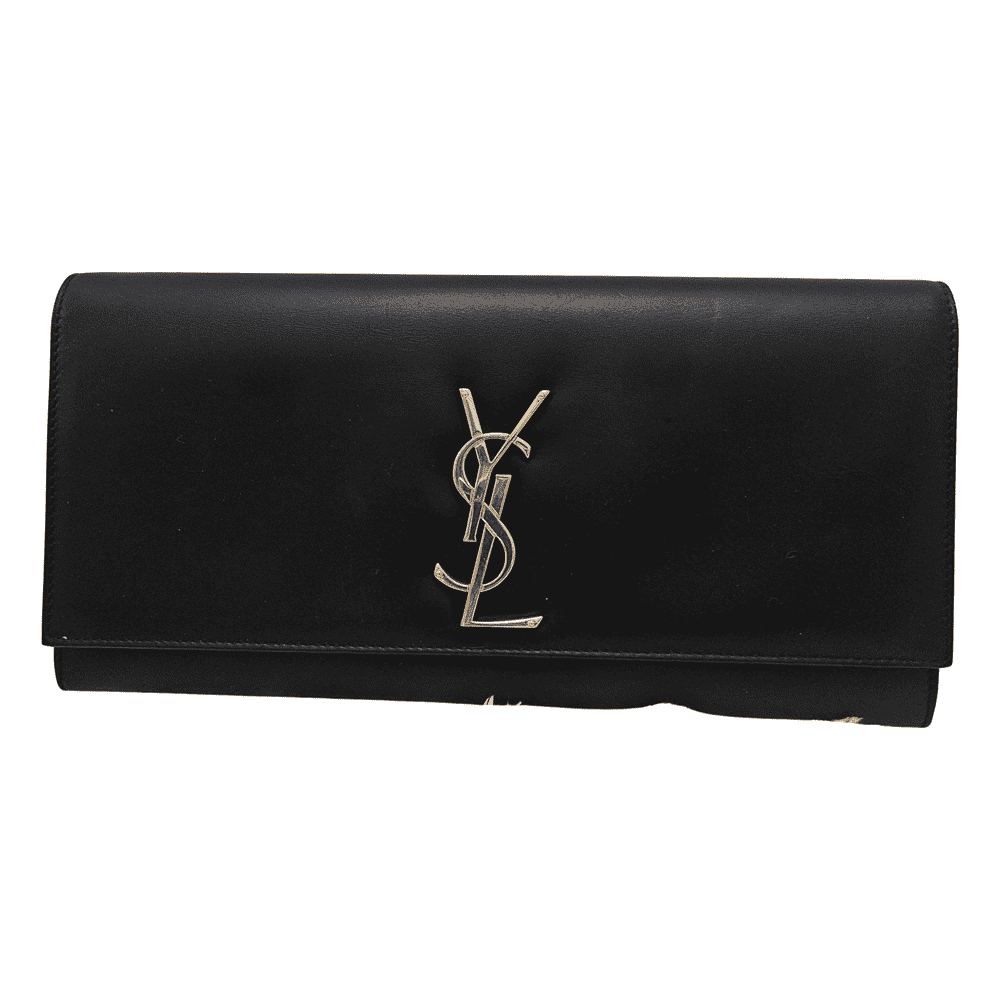 Saint Laurent Kate Clutch Black Leather Gold Good - Front View