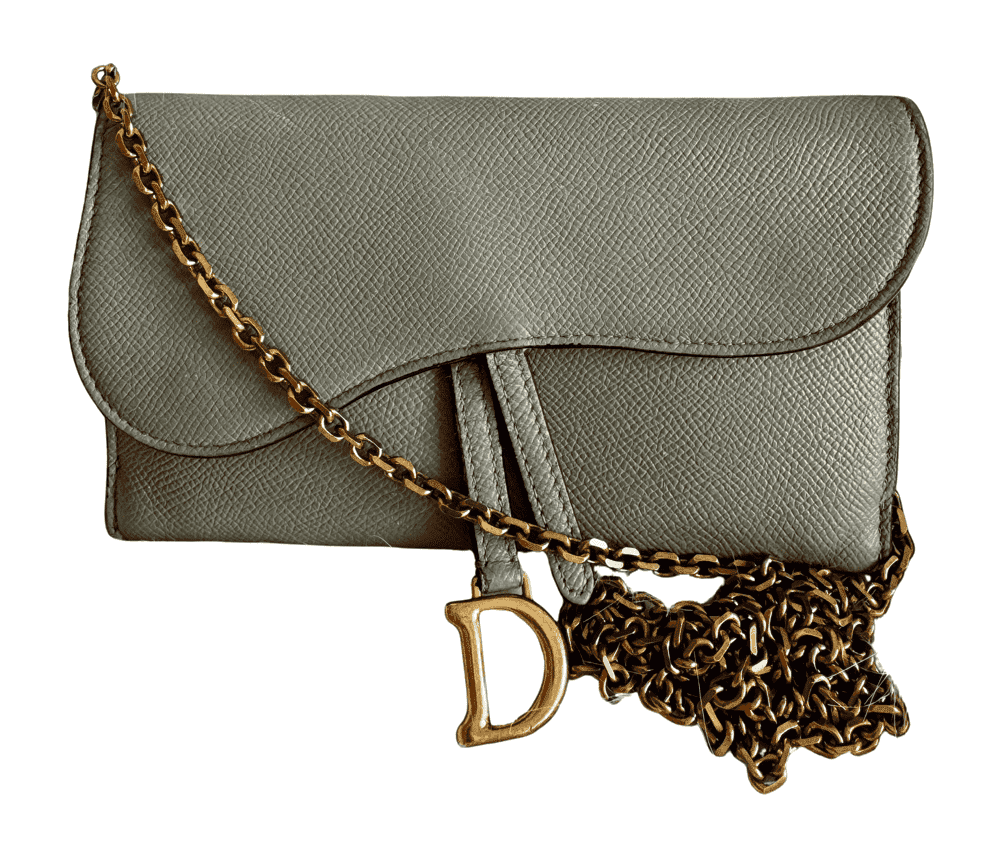 Dior Saddle WOC Grey Leather Good - Front View