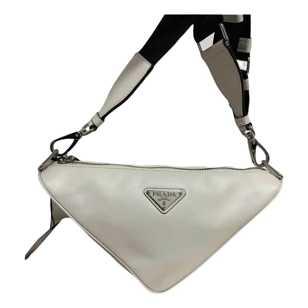 Prada Triangle White Leather Never worn, with tag - Front View