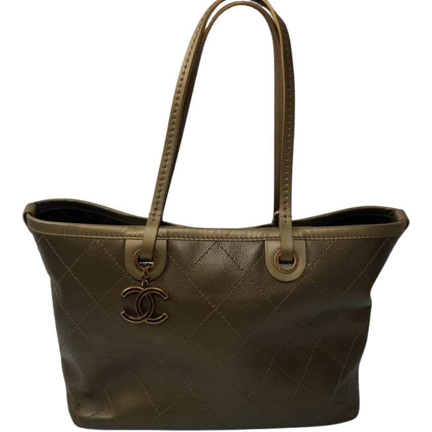 Chanel Tote Gold Leather Very good - Front View