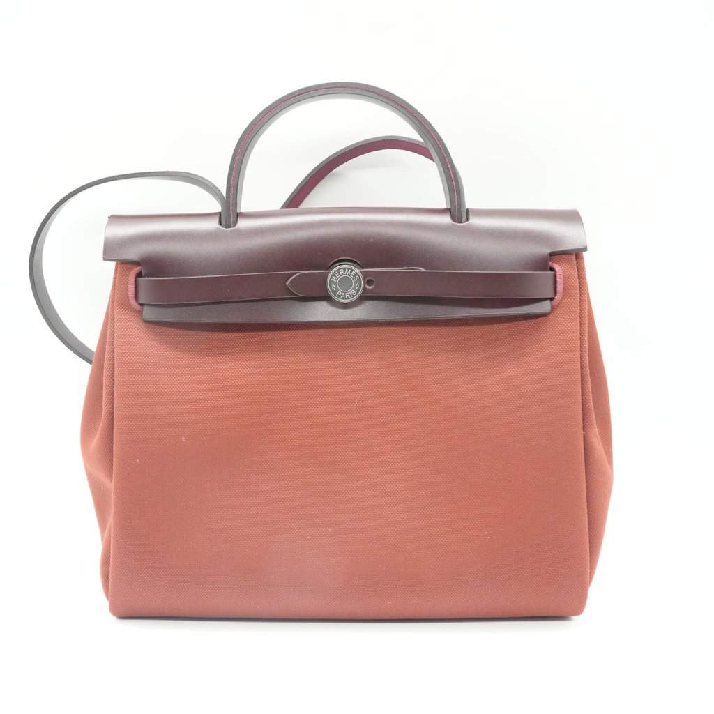 Hermès Herbag Zip 31 Brown Brown Leather Good - Front View