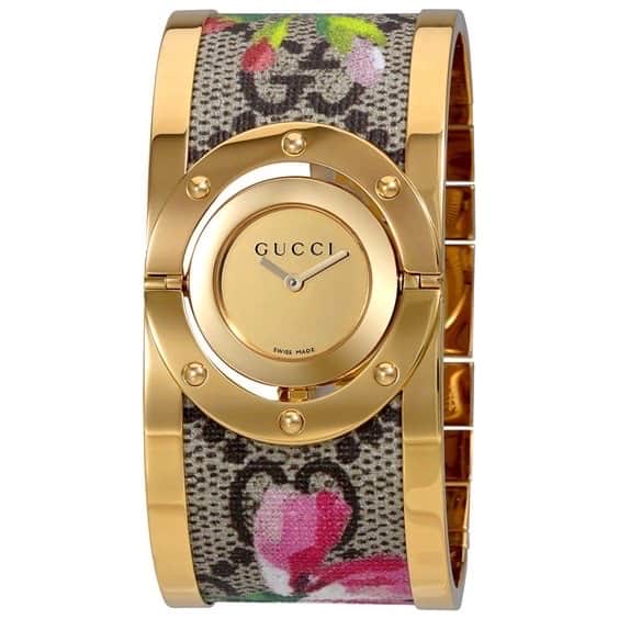 Gucci Twirl Blooms Watch Gold Never worn, with tag - Front View