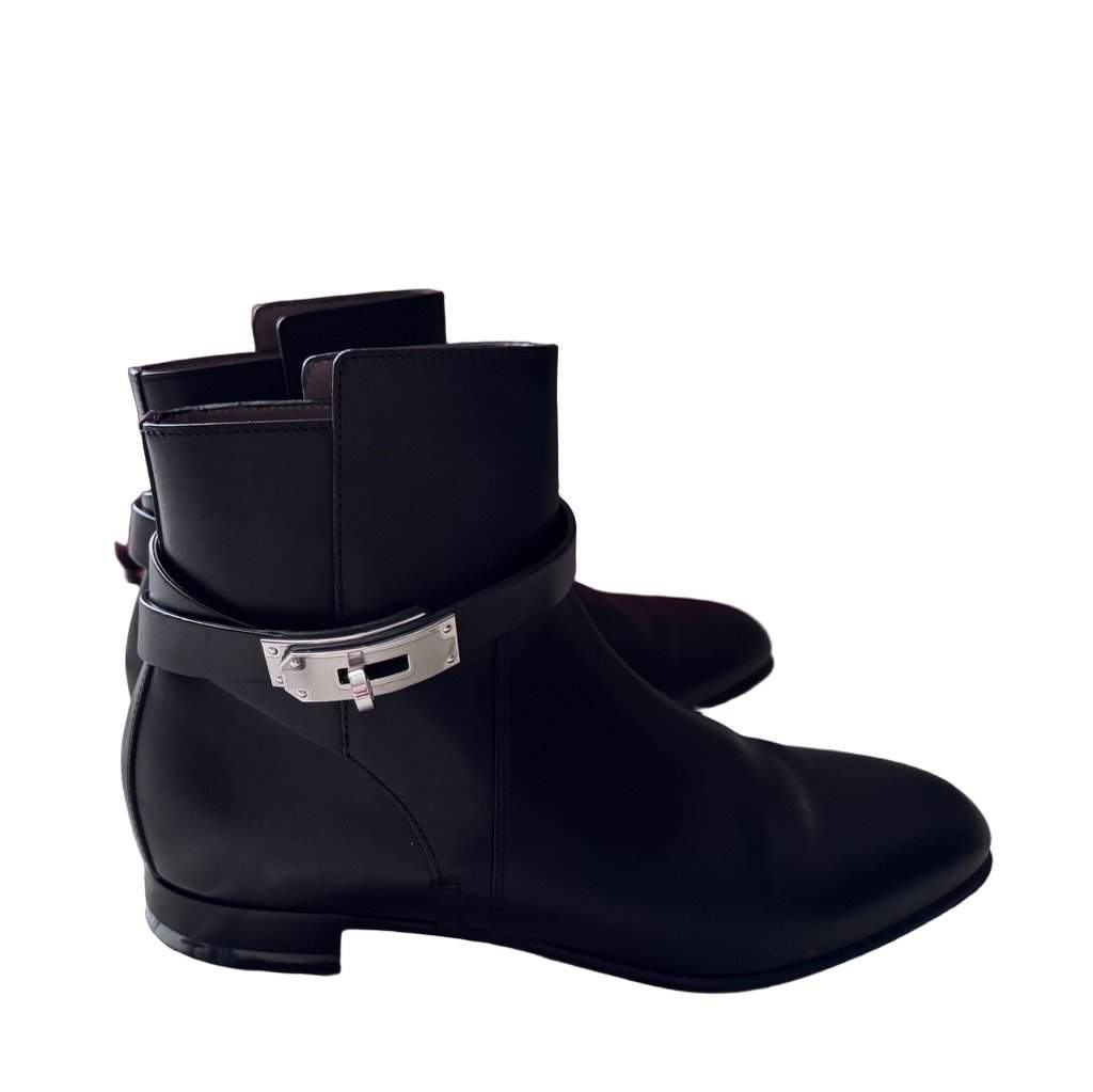 Hermès Neo Ankle Strap Boots Black Very good - Front View