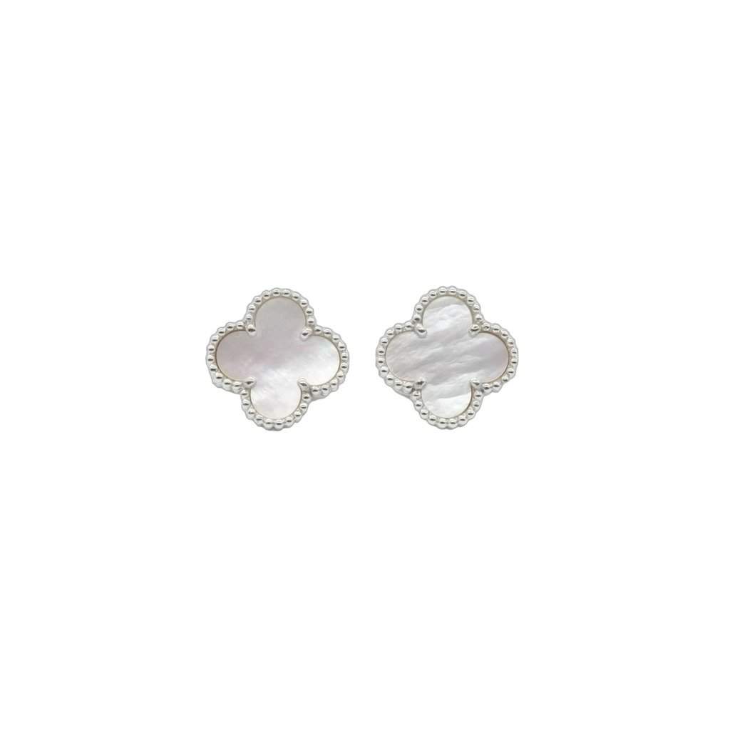 Van Cleef & Arpels Vintage Alahambra K18WG Mother-of-Pearl White White Gold Good - Front View