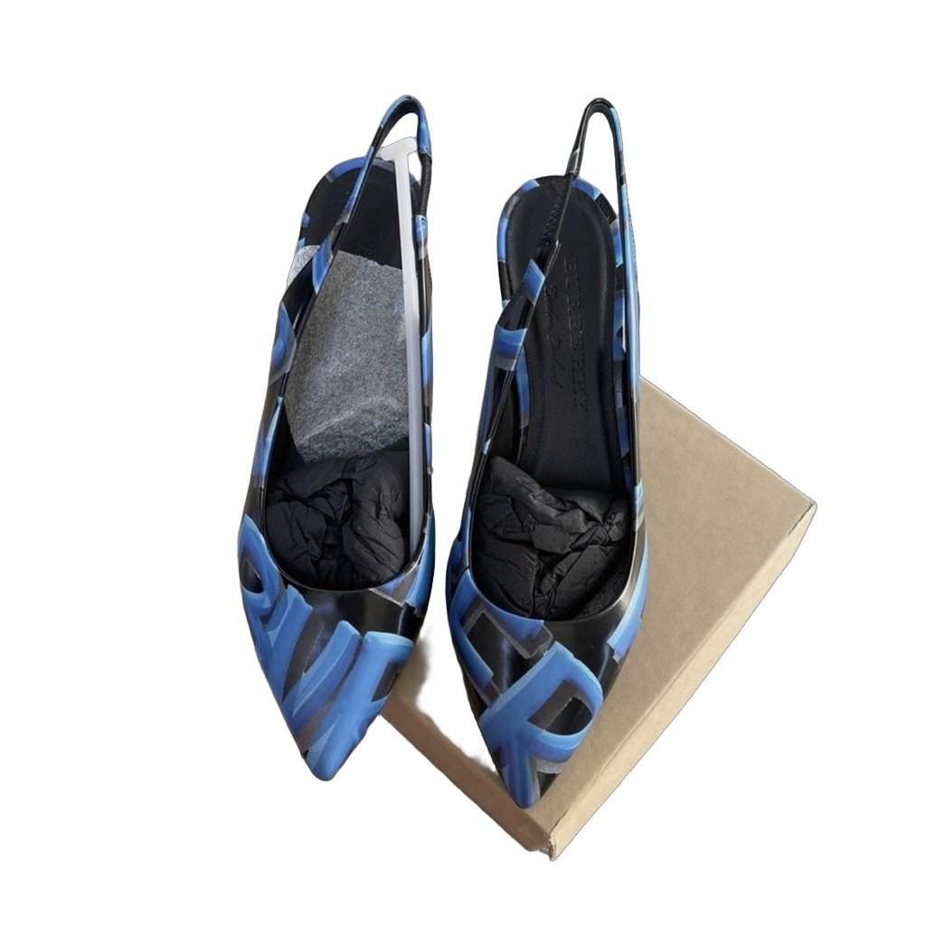 Burberry Burberry Slingback heel Blue Leather Never worn, with tag - Front View