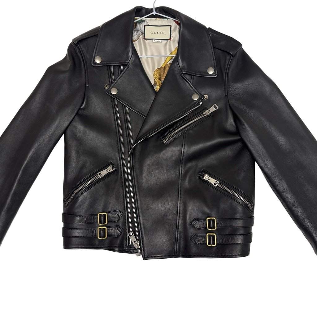 Gucci women's leather jacket Black Leather Very good - Front View