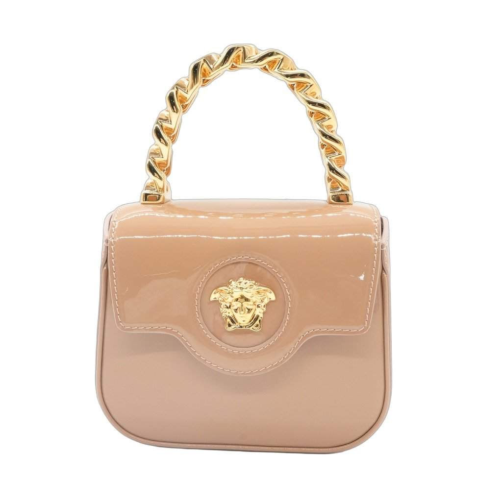 Versace La Medusa Mini Shoulder Beige Leather Never worn - Front View