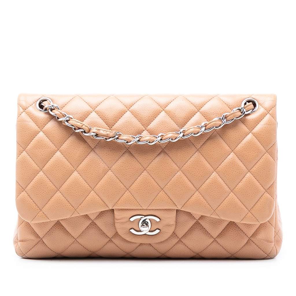 Chanel Jumbo Classic Caviar Double Flap Brown Leather Very good condition - Front View