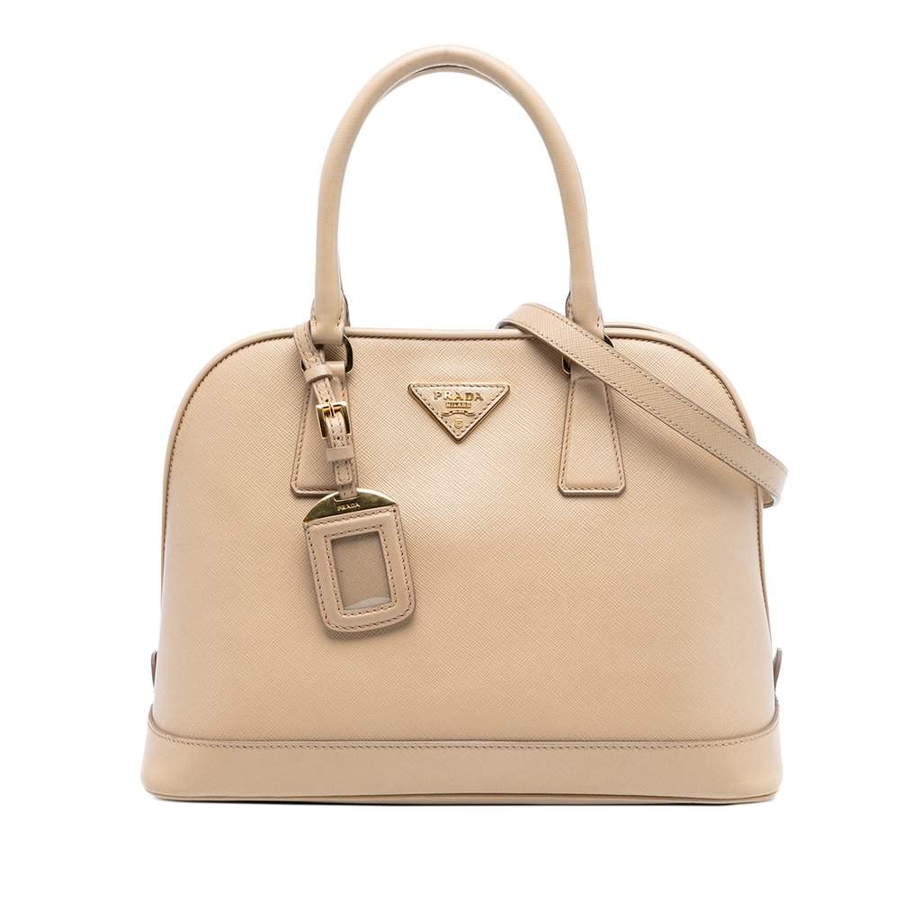 Prada Medium Saffiano Lux Open Promenade Satchel Brown Leather Very good - Front View