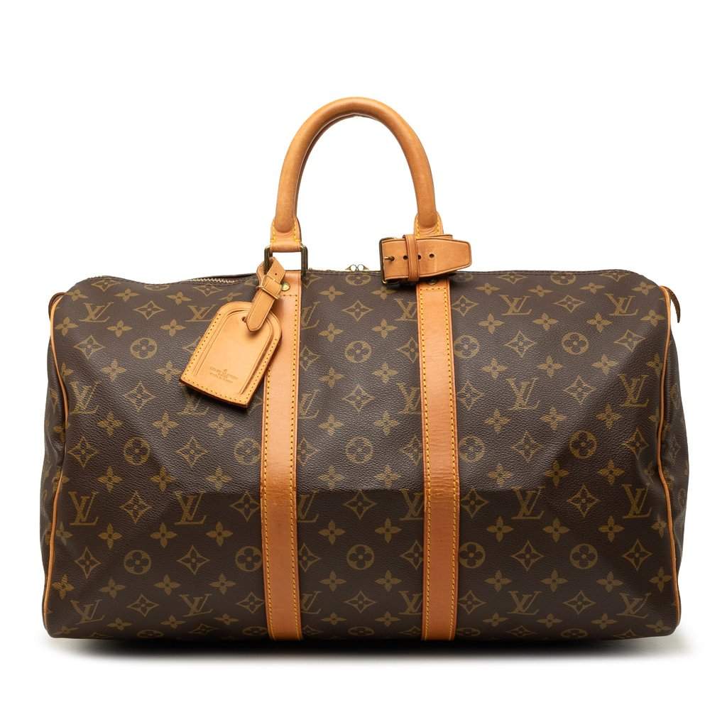 Louis Vuitton Monogram Keepall 45 Brown Good - Front View