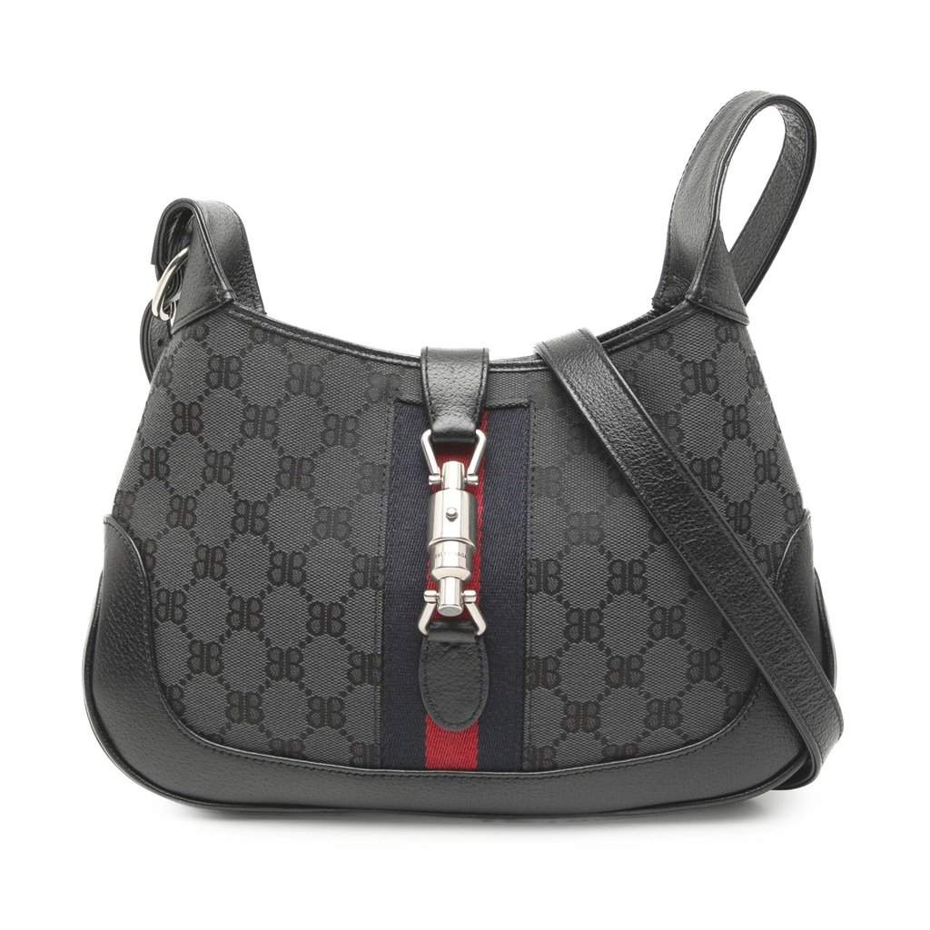 Balenciaga Gucci The Hacker Project Small BB Canvas Web Jackie 1961 Crossbody Black Very good condition - Front View
