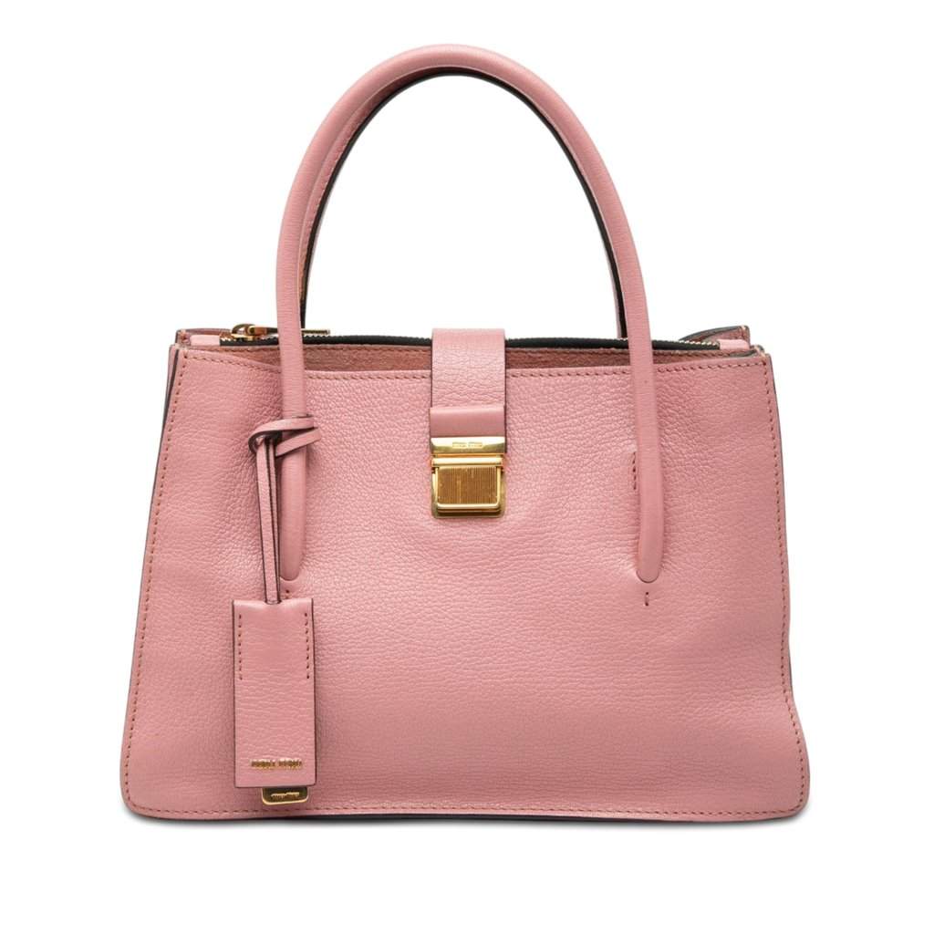 Miu Miu Goatskin Madras Handbag Pink Leather Very good condition - Front View