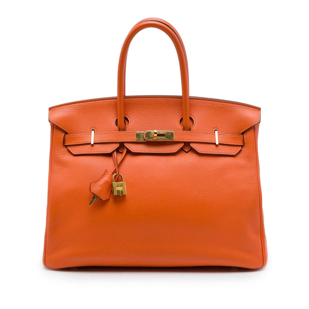 Hermès Clemence Birkin Retourne 35 Orange Leather Very good - Front View