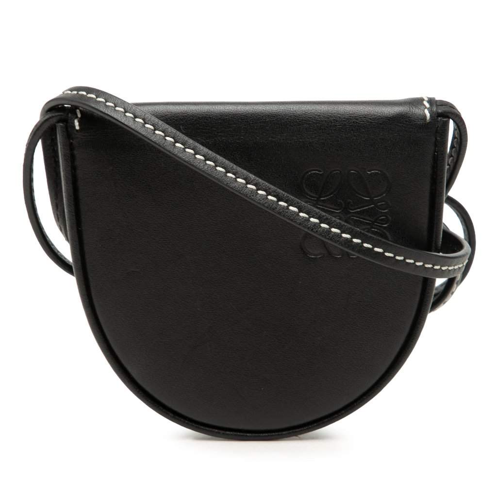 LOEWE Mini Soft Calfskin Anagram Heel Pouch Black Leather Very good condition - Front View