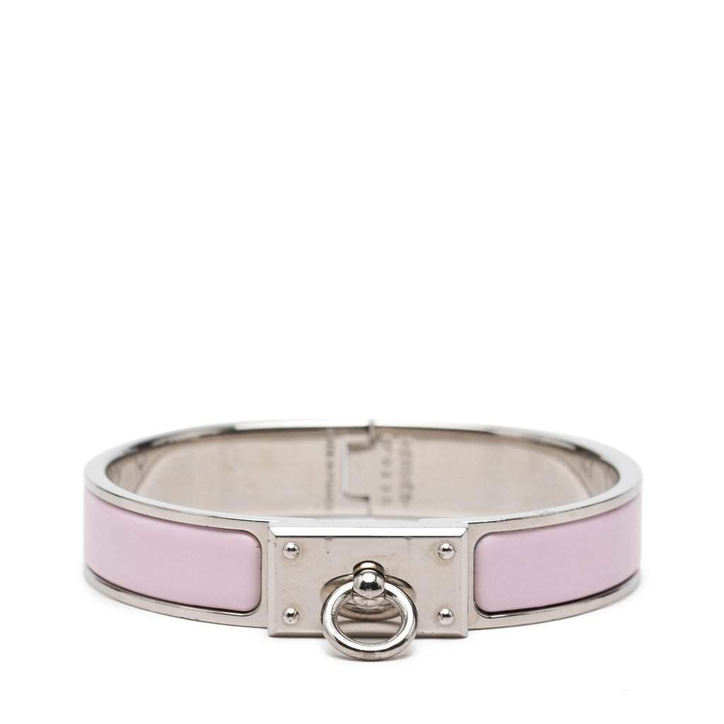 Hermès Narrow Enamel Clic Anneau Bracelet PM Pink Very good condition - Front View