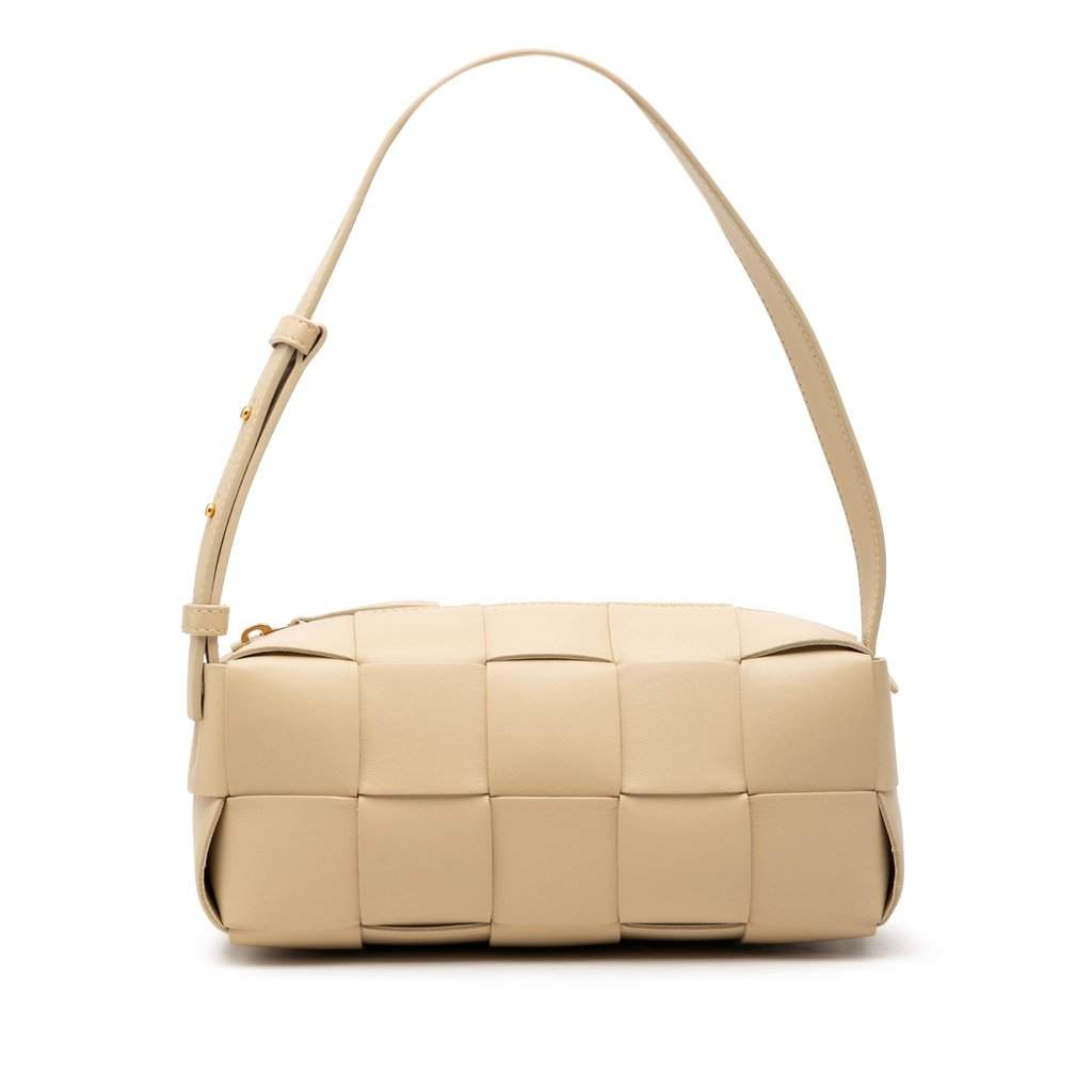 Bottega Veneta Small Nappa Intrecciato Brick Cassette Brown Leather Very good - Front View