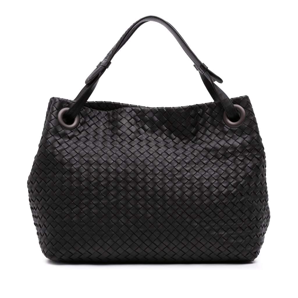 Bottega Veneta Medium Nappa Intrecciato Garda Tote Black Leather Very good - Front View