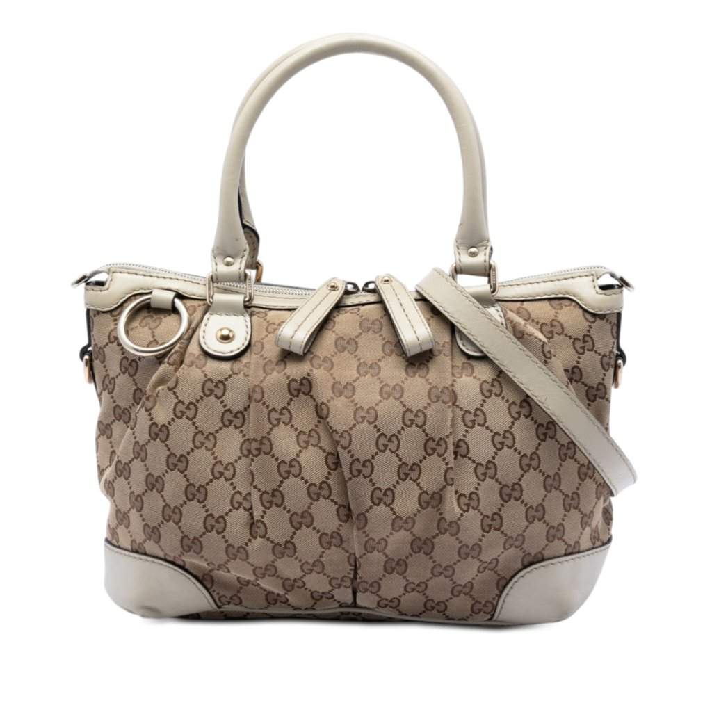 Gucci GG Canvas Sukey Satchel Beige Very good condition - Front View