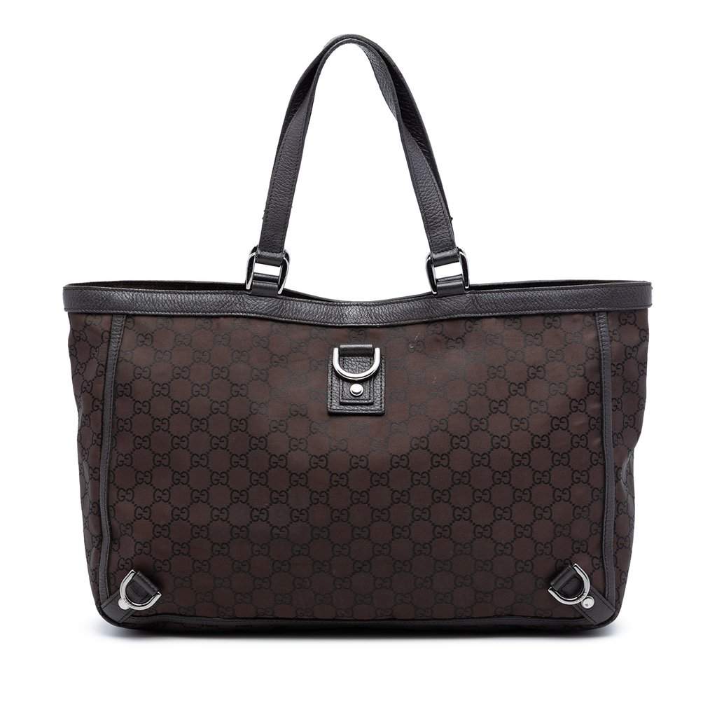 Gucci GG Nylon Abbey D Ring Tote Brown Very good condition - Front View