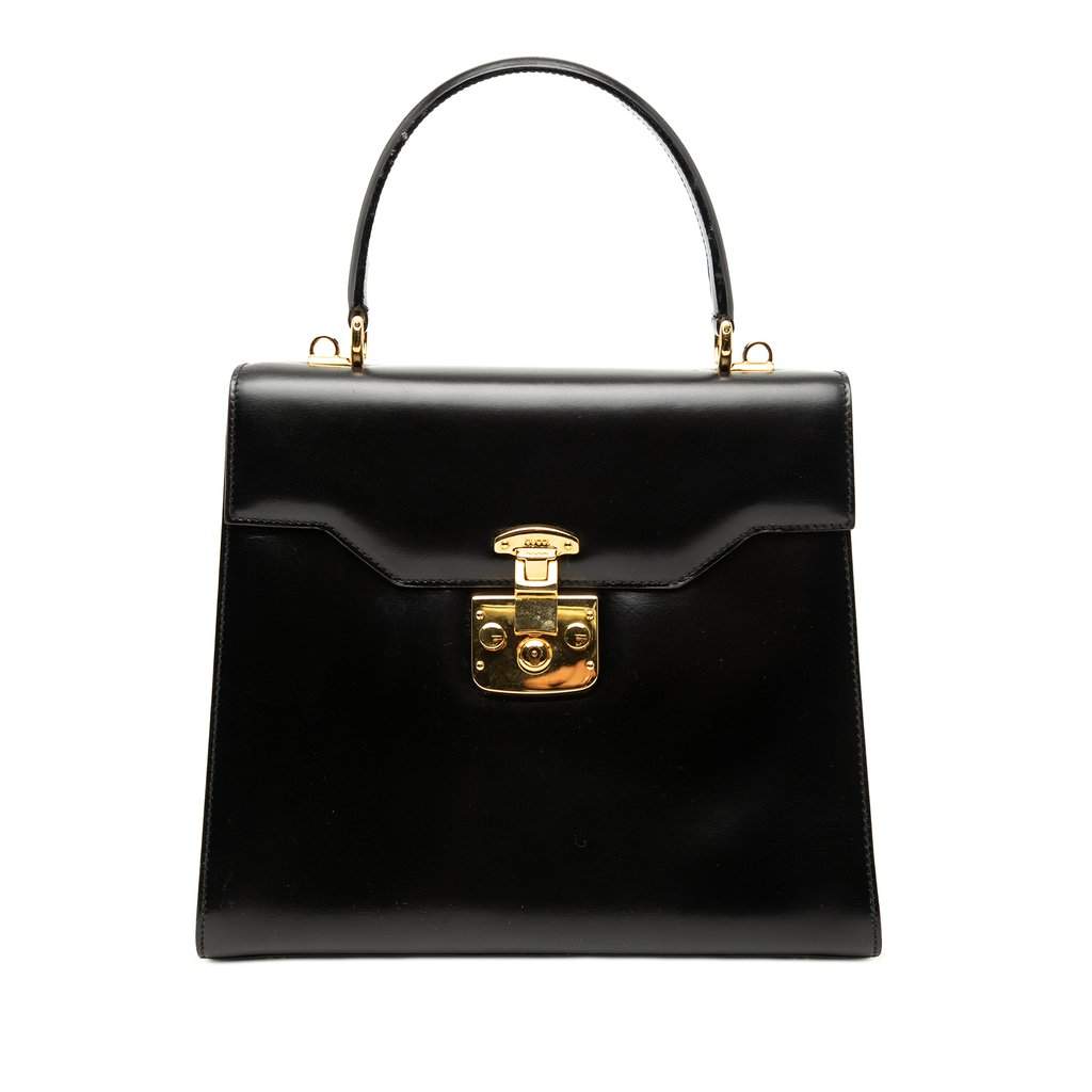 Gucci Smooth Calfskin Lady Lock Satchel Black Leather Very good condition - Front View