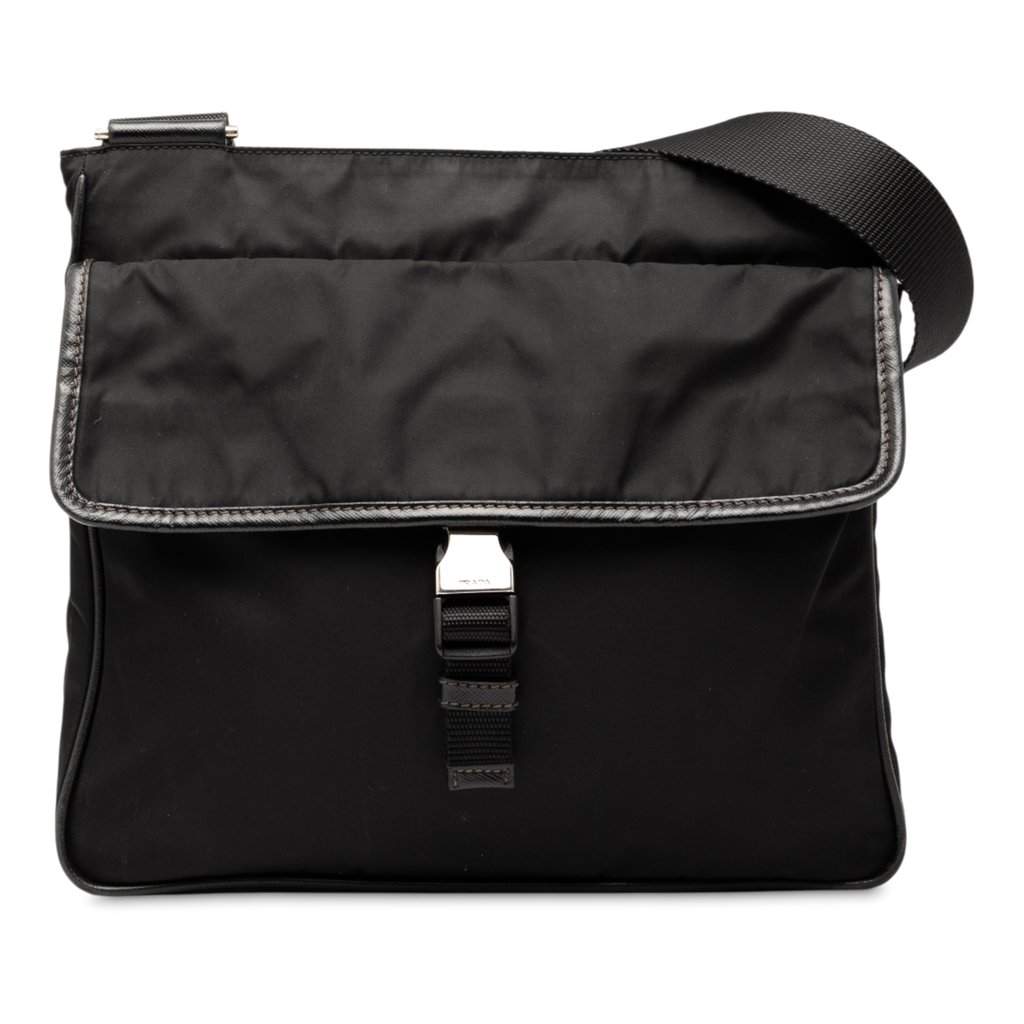 Prada Tessuto Zip Top Crossbody Black Very good - Front View