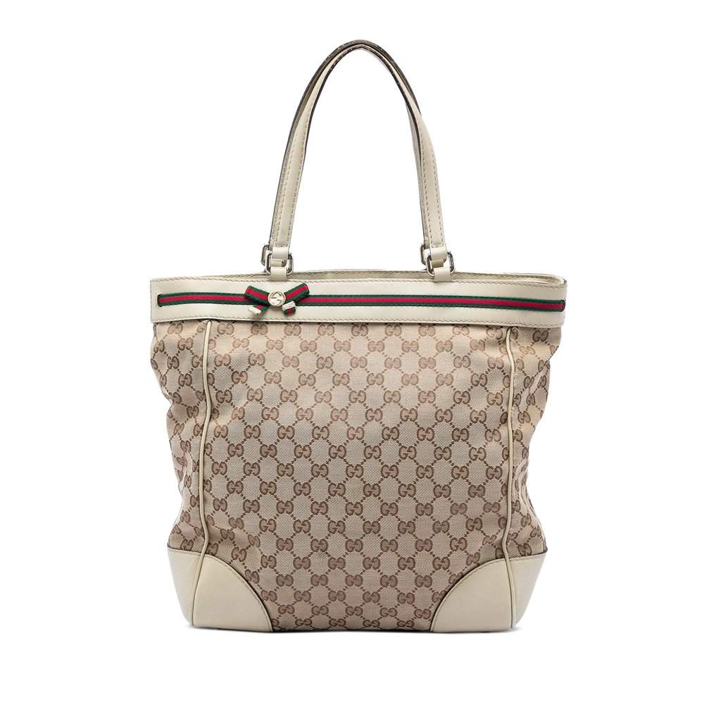 Gucci GG Canvas Web Mayfair Tote Beige Very good - Front View