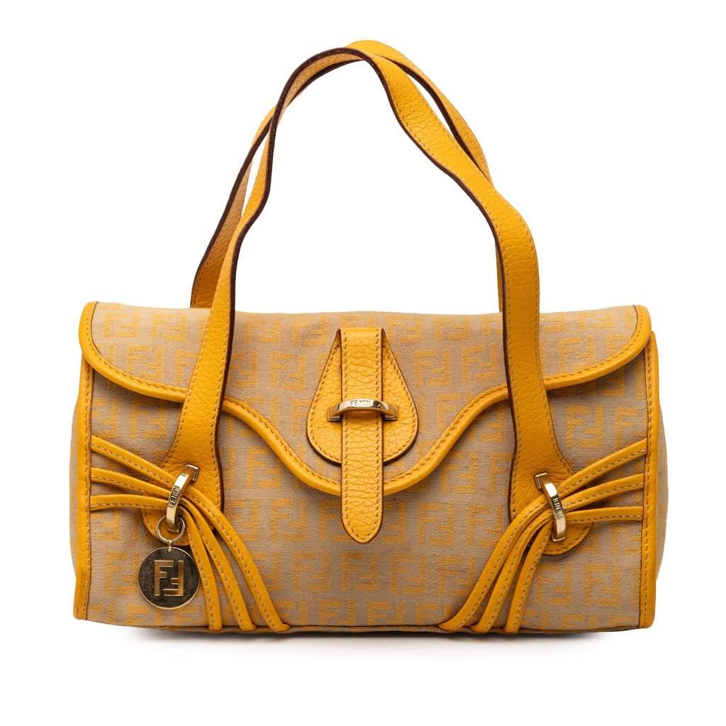 Fendi Zucchino Canvas Handbag Beige Very good - Front View