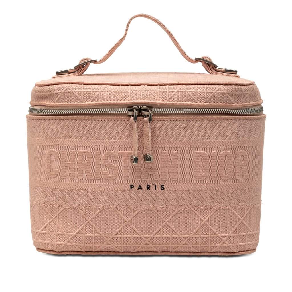 Dior Diortravel Canvas Cannage D Lite Vanity Case Pink Very good condition - Front View