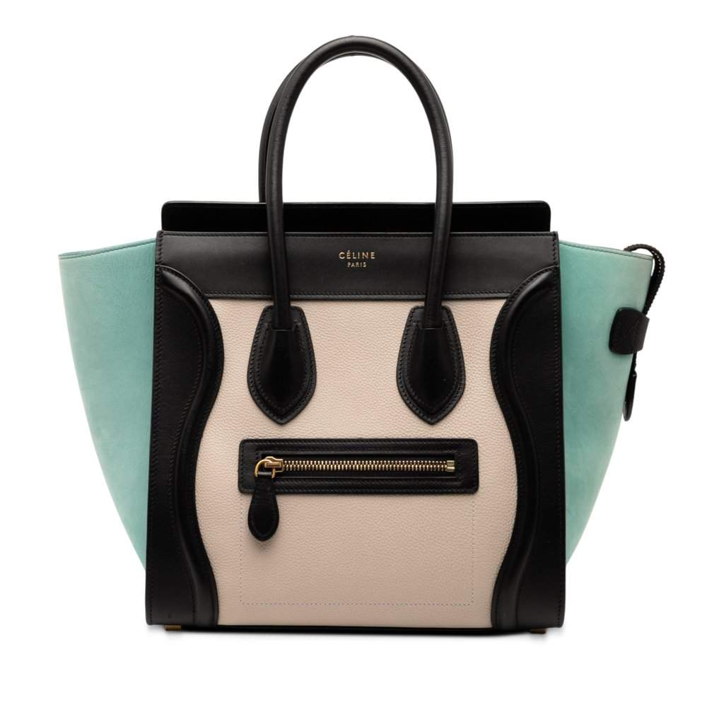 Celine Micro Tricolor Leather Luggage Tote Beige Leather Very good - Front View