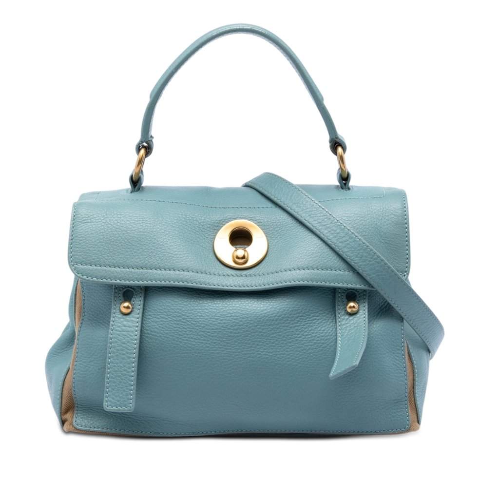 Saint Laurent Small Leather Muse Two Satchel Blue Leather Very good condition - Front View