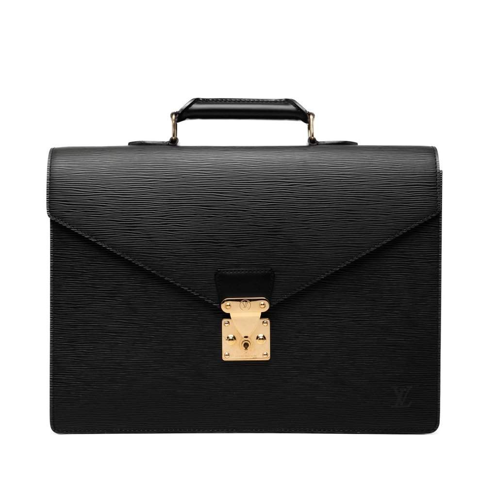 Louis Vuitton Epi Serviette Conseiller Black Leather Good - Front View