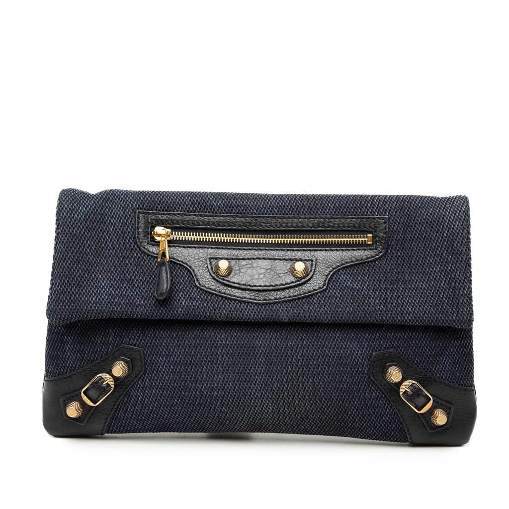 Balenciaga Canvas Motocross Giant 12 Envelope Clutch Blue Very good condition - Front View