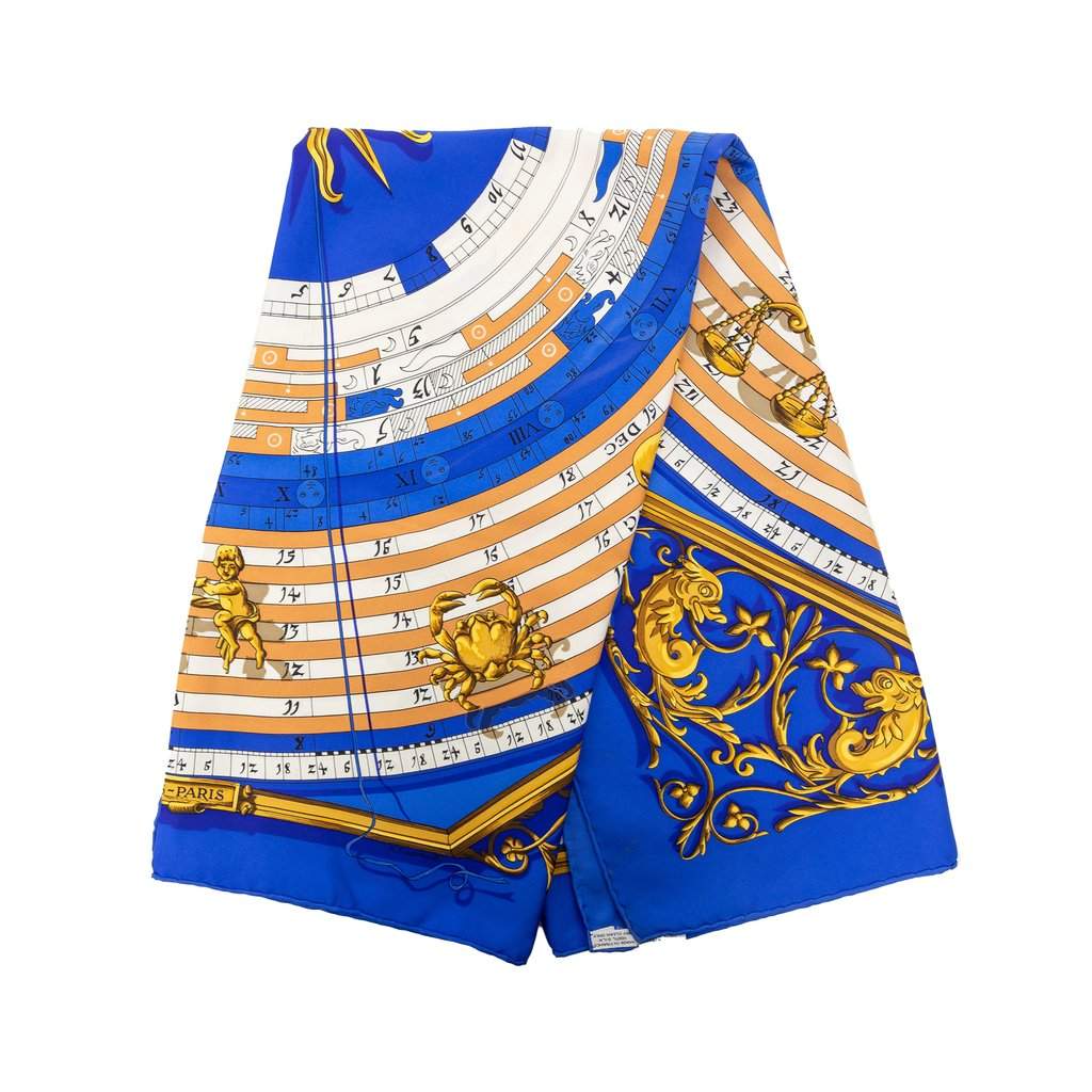 Hermès Astrologie Forever Silk Scarf 90 Blue Very good - Front View