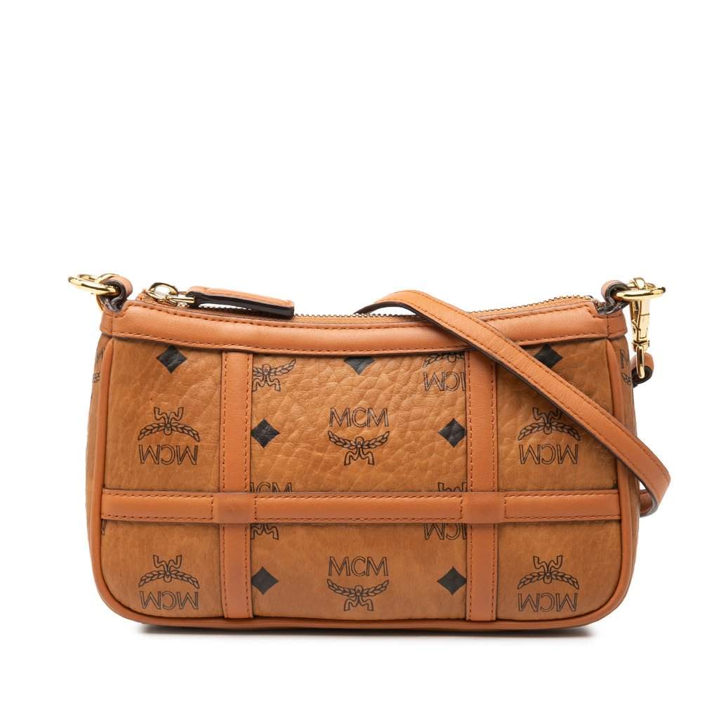 MCM Mini Visetos Coated Canvas Delmy Chain Satchel Brown Very good condition - Front View